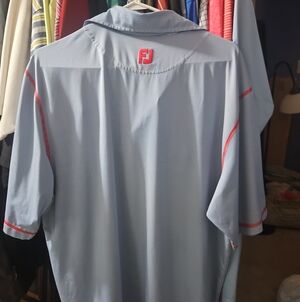 FootJoy Light Blue Polo with Coral Accent